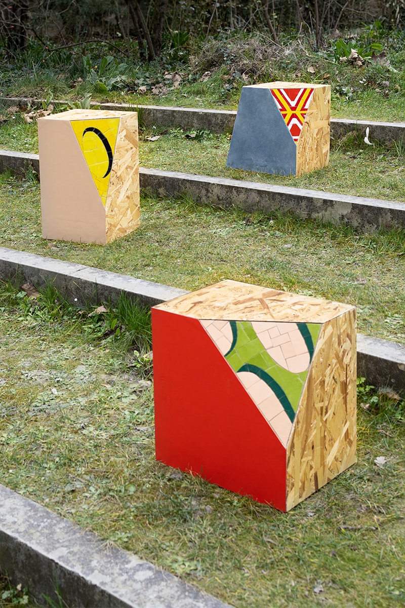 AZ Factory Combines Leather, Wood and Mosaic Tiling for Limited-Edition Stools