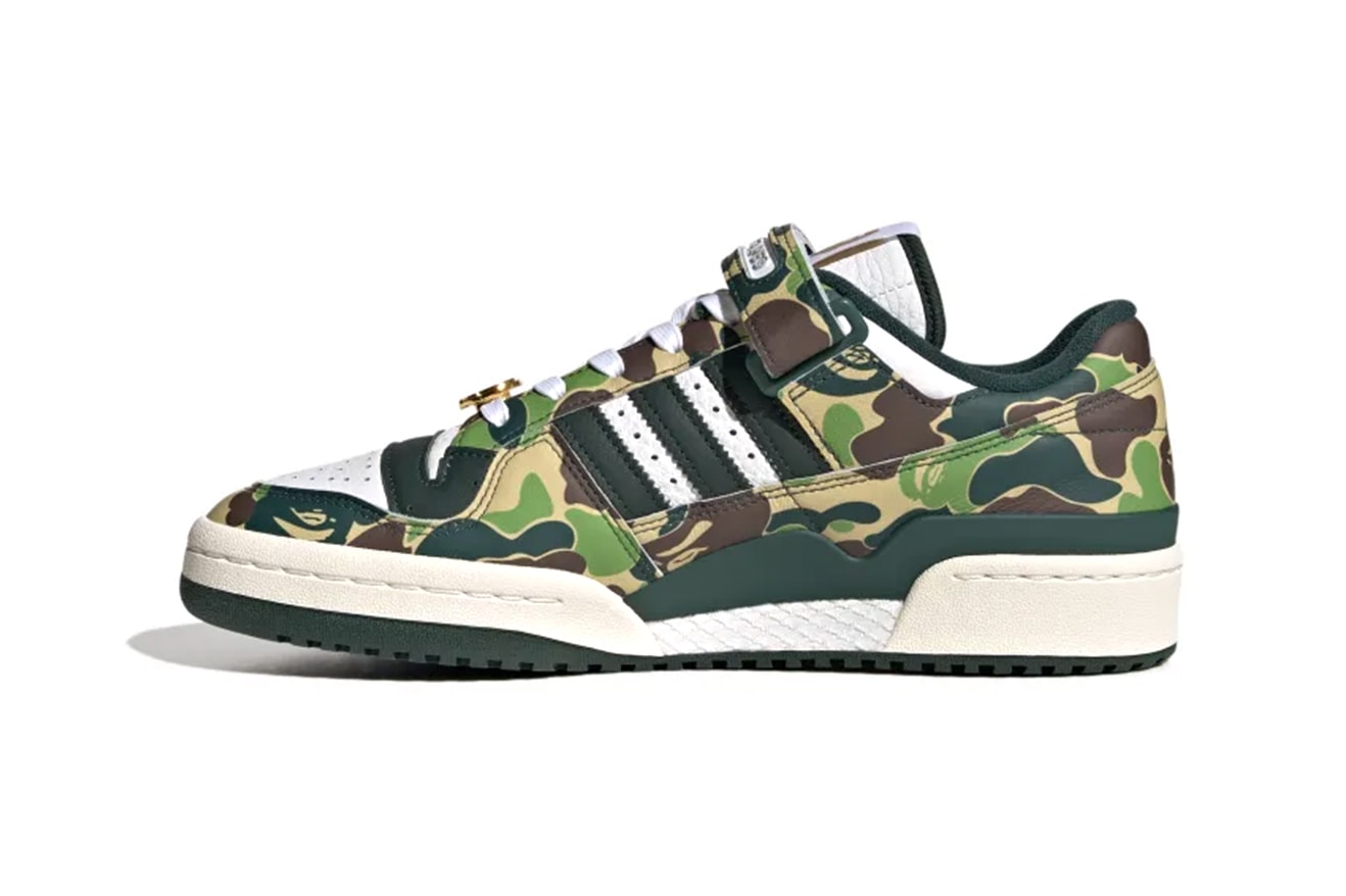 BAPE adidas Forum Low Collaboration release information details date 30 anniversary sneakers footwear hype camo ID4771