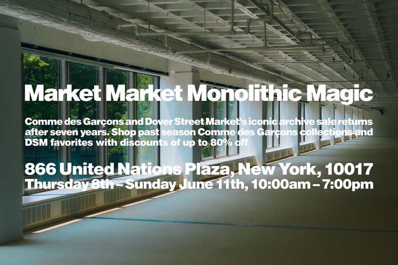 Dover Street Market Market New York City Sale archive comme des garçons United Nations plaza Manhattan Monolithic Magic
