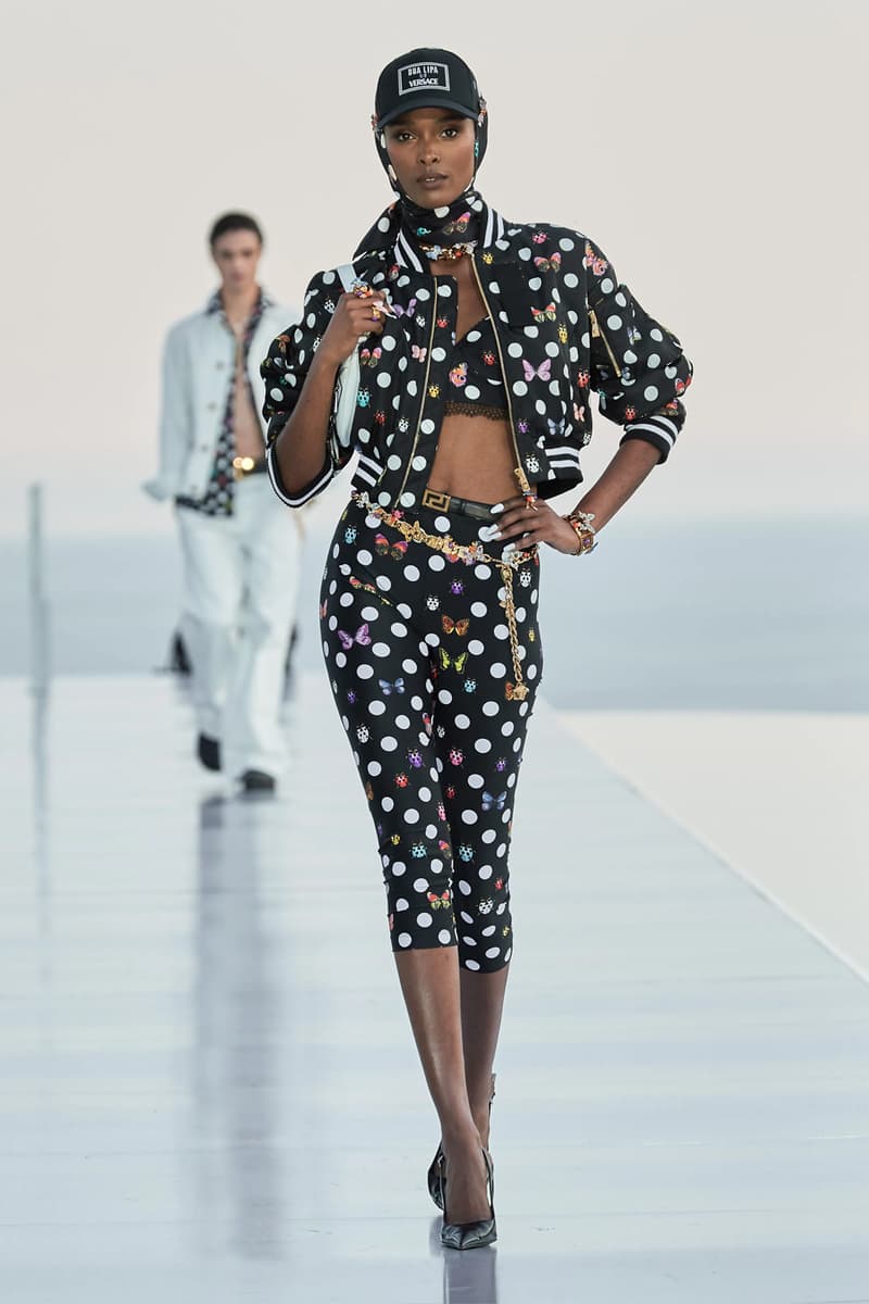 The Dua Lipa X Versace Pre-Fall 2023 Collection Is Nothing Short of Glamorous cannes france south of france donatella versace medusa la vacanza vacation glamor polka dots butterfly