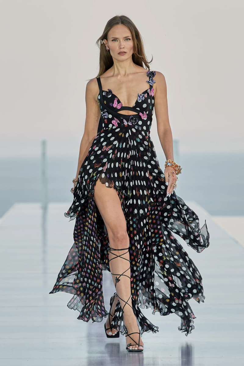 The Dua Lipa X Versace Pre-Fall 2023 Collection Is Nothing Short of Glamorous cannes france south of france donatella versace medusa la vacanza vacation glamor polka dots butterfly