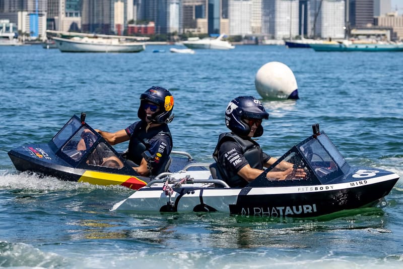 Watch Daniel Ricciardo & Yuki Tsunoda Race Mini Jet Boats in Miami