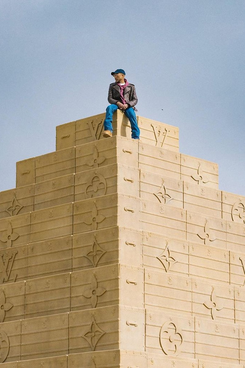 Pharrell Erects a Louis Vuitton Pyramid at Something in the Water 2023 LV concert merch sold sand beach video look info