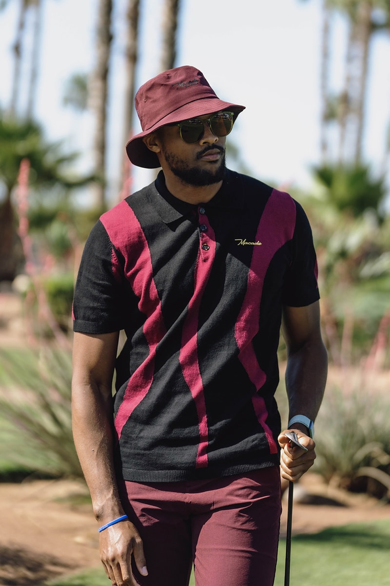 Macade Tap Brice Butler For Limited Edition Capsule hoodie bucket hat cargo pants knit shirt polo black white red gold 