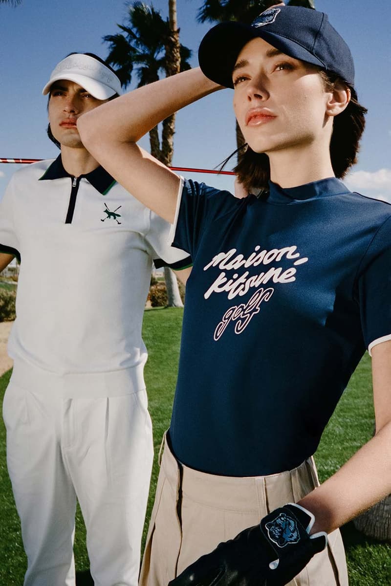 maison kitsune first golf collection paris japan fashion apparel polo pants t shirt skirt dress jacket hat