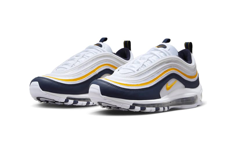 Official Look at the Nike Air Max 97 "Michigan" 921826-110 release info sneakers wardrobe staples white navy