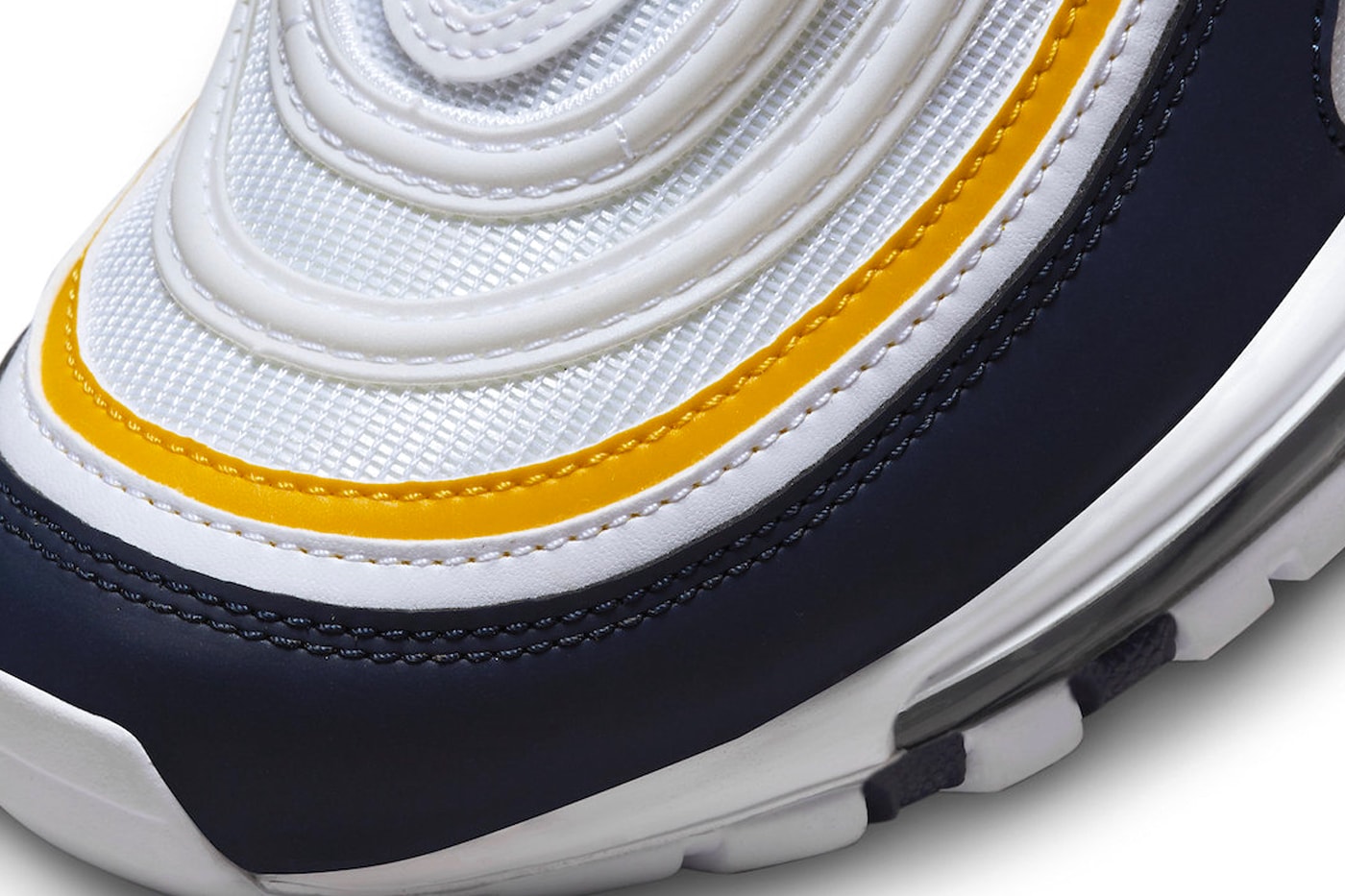 Official Look at the Nike Air Max 97 "Michigan" 921826-110 release info sneakers wardrobe staples white navy