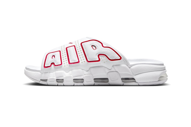 Nike Air More Uptempo Slide Arrive in "White/Red" FD9884-100 summer beach sandals basketball air jordan michael jordan