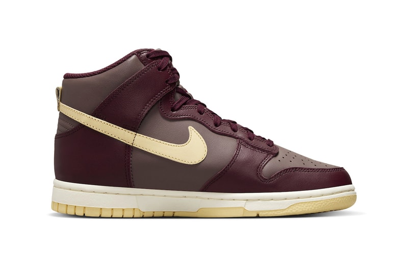 Official Look at the Nike Dunk High "Plum Eclipse" DD1869-202 Plum Eclipse/Pale Vanilla-Night Maroon high top basketball shoes swoosh