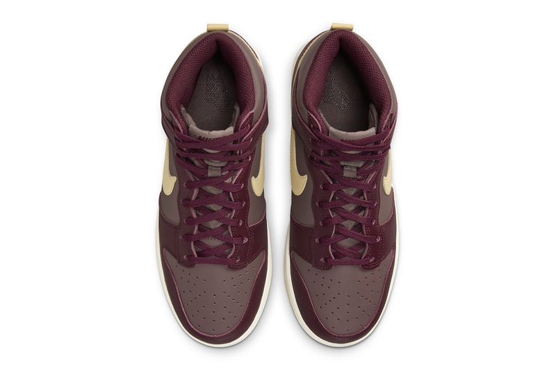 Official Look at the Nike Dunk High "Plum Eclipse" DD1869-202 Plum Eclipse/Pale Vanilla-Night Maroon high top basketball shoes swoosh