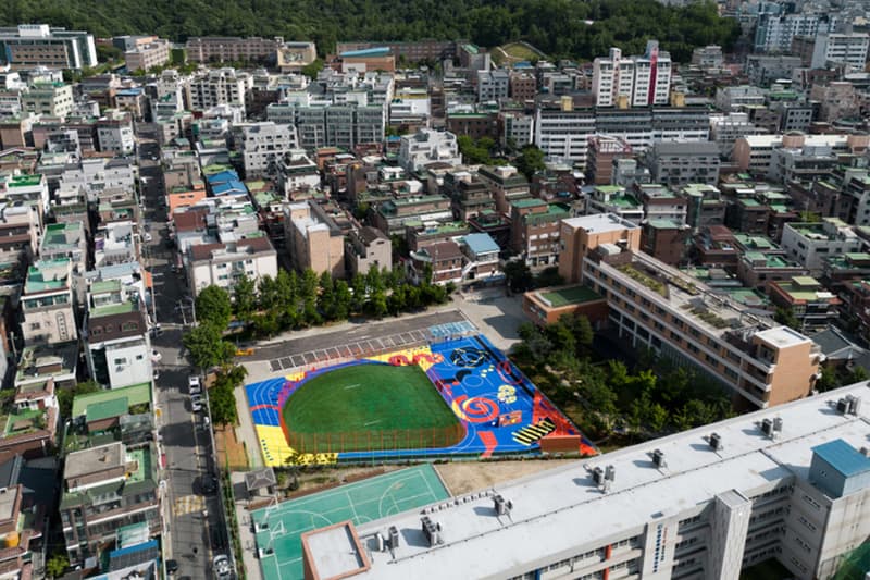 Nike Creates a "Playground for All" in Seoul swoosh playground carbon neutraliry social responsibility running track basketball court football field