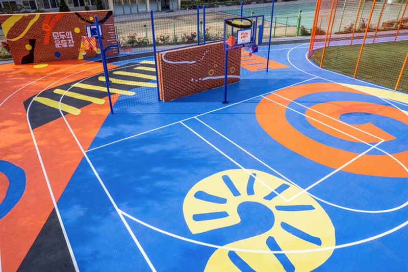 Nike Creates a "Playground for All" in Seoul swoosh playground carbon neutraliry social responsibility running track basketball court football field