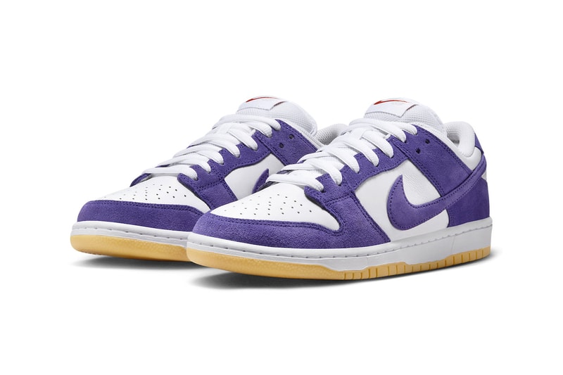 Official Look at the Nike SB Dunk Low "Court Purple" DV5464-500 Court Purple/Court Purple-White-Gum Light Brown low top los angeles lakers colors 