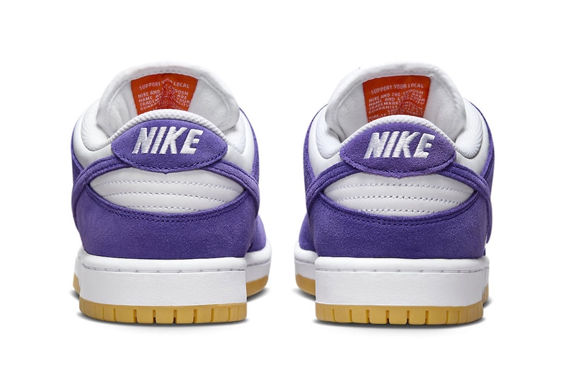 Official Look at the Nike SB Dunk Low "Court Purple" DV5464-500 Court Purple/Court Purple-White-Gum Light Brown low top los angeles lakers colors 