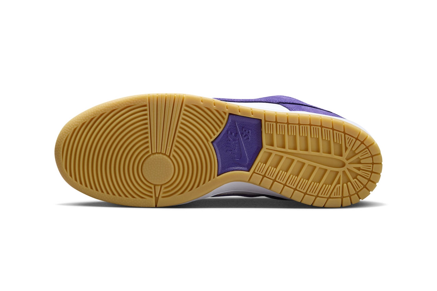 Official Look at the Nike SB Dunk Low "Court Purple" DV5464-500 Court Purple/Court Purple-White-Gum Light Brown low top los angeles lakers colors 