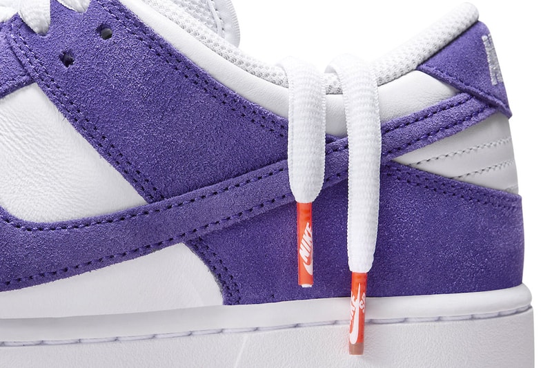 Official Look at the Nike SB Dunk Low "Court Purple" DV5464-500 Court Purple/Court Purple-White-Gum Light Brown low top los angeles lakers colors 