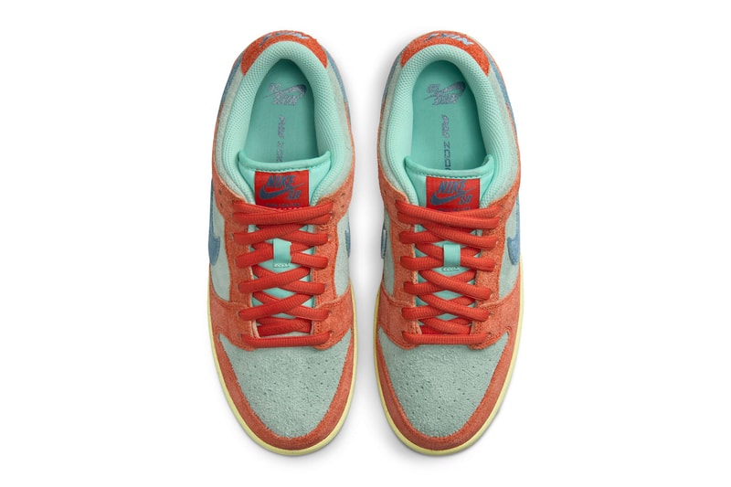 Official Look at the Nike SB Dunk Low "Orange/Noise Aqua" Orange/Noise Aqua-Emerald Rise-Lemon Chiffon V5429-800 release info fall 2023