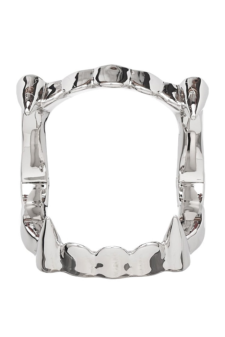Raf Simons Spring Summer 2023 Runway Jewellery Jewelry Vampire Fangs Cuff Bracelet Necklace Silver Gold