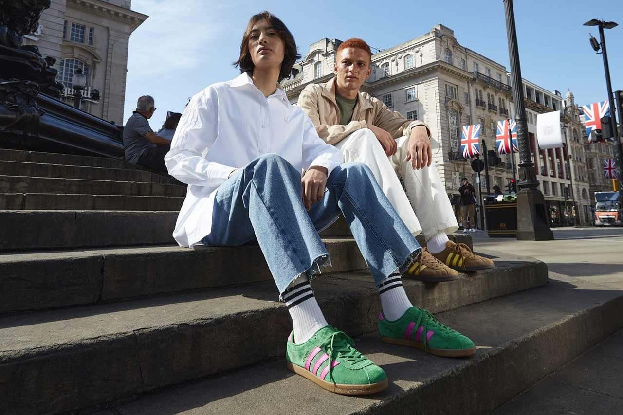 size? London adidas Three Stripe Fashion Shoes Trainers UK Exclusive Oxford Circus Three Stripe Shopping High Street Blue Orange