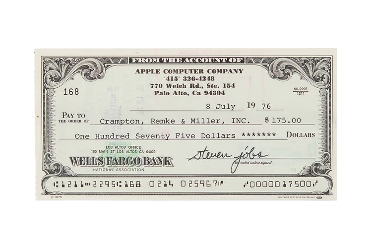 Steve Jobs Signed Check Auctions for $107,000 USD