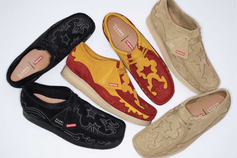 Supreme x Clarks Originals Spring 2023 Collaboration Release Info wallabees suede crepe sole 