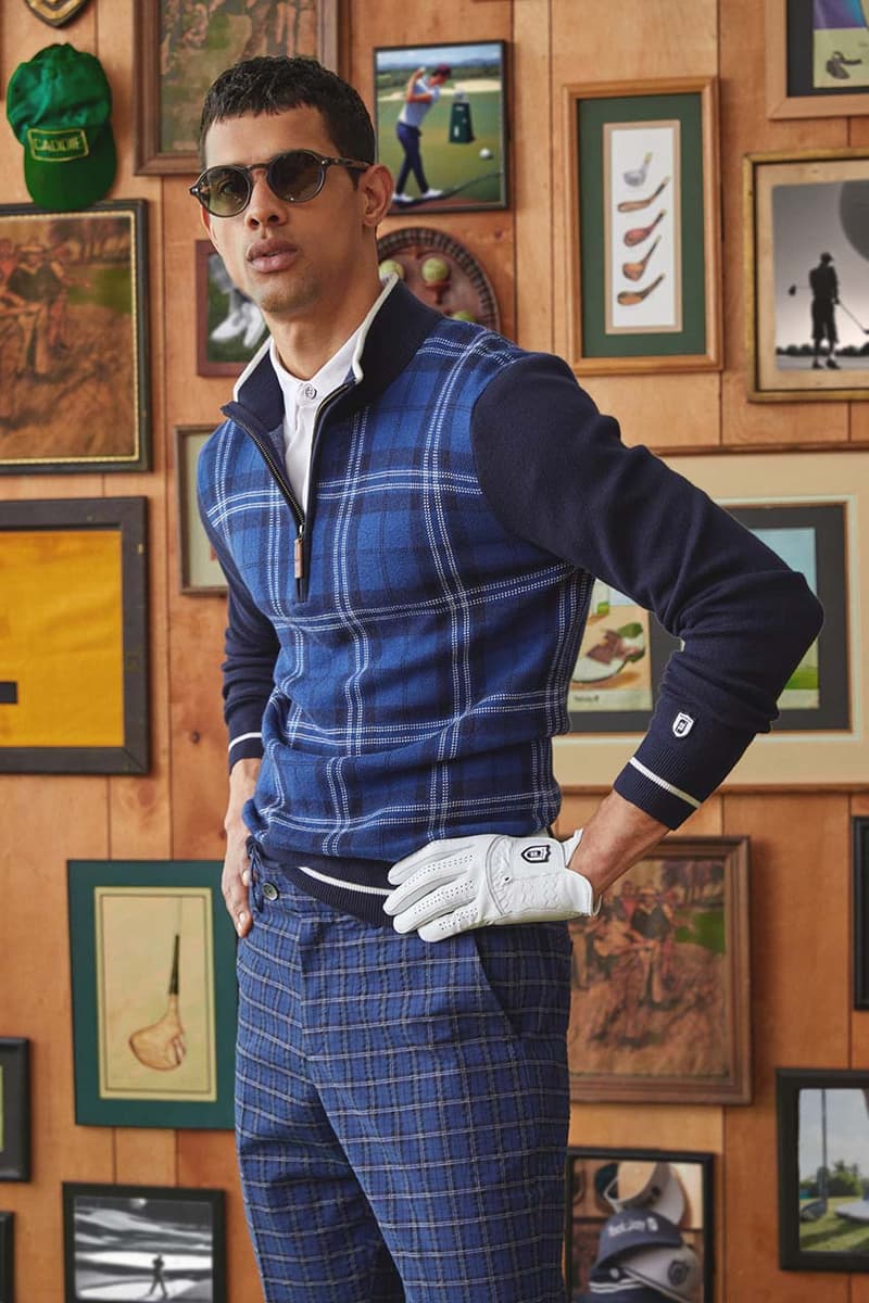 todd snyder footjoy golf collection premiere series wilcox field polo trousers hat visor sweater cardigan