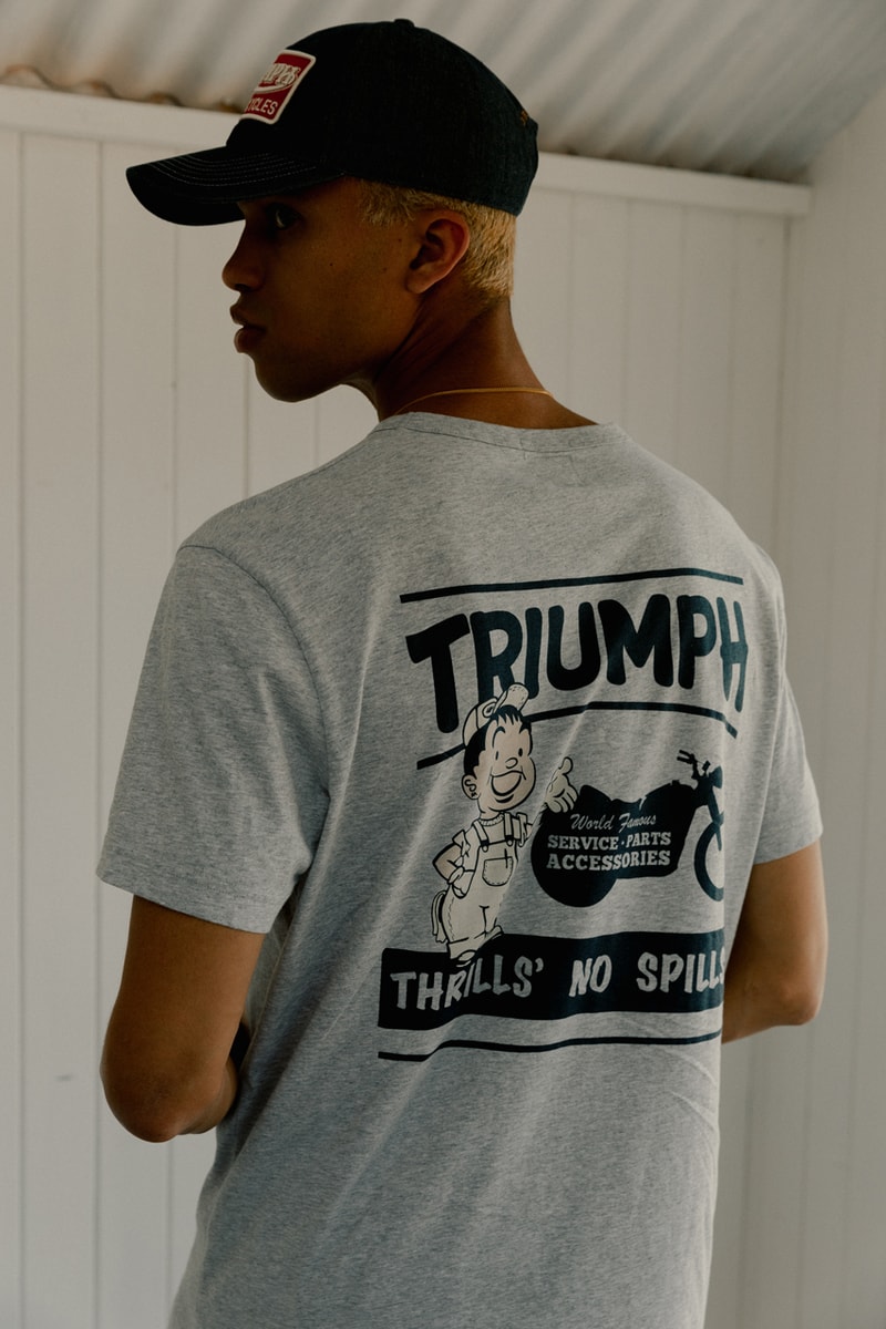 triumph spring summer 2023 collection lifestyle t-shirts graphic vintage red retro motorbike motorcycle British