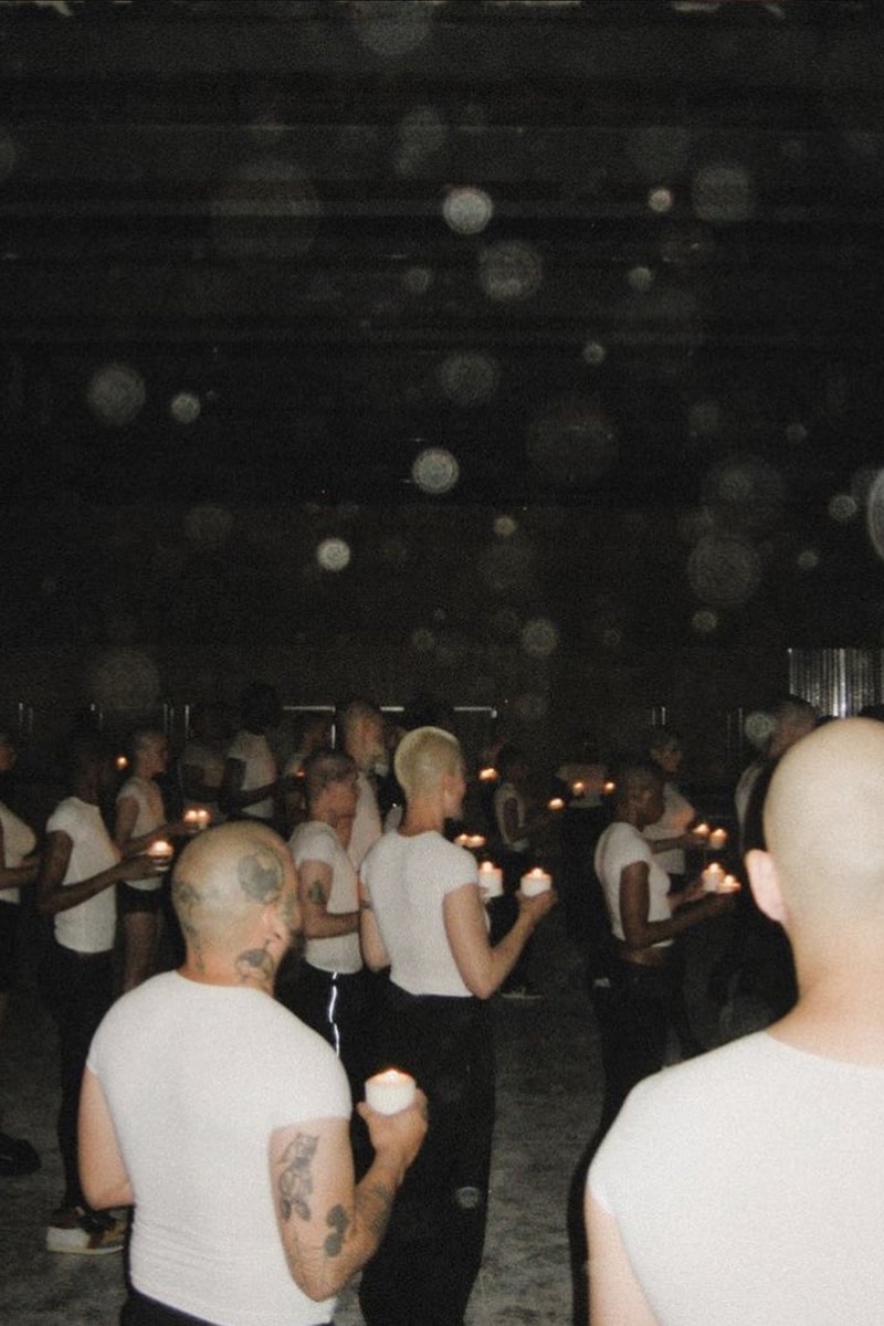 Yeezy Season 10 secret showcase bald shave head white tee casting los angeles onda info