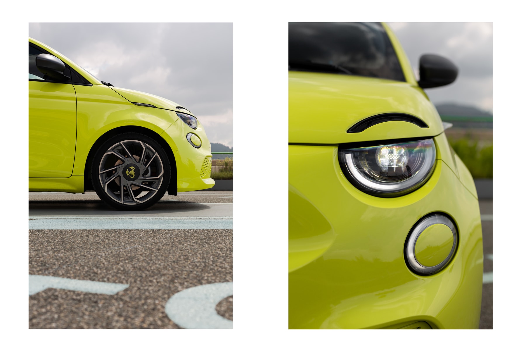 abarth 500e turismo test drive electric fiat turin italy sound generator acid green scorpion sports allow wheels interiors 