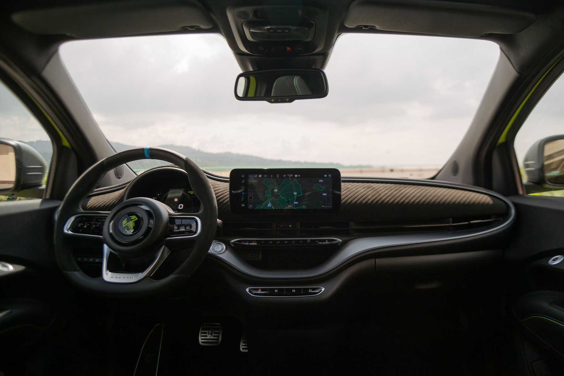 abarth 500e turismo test drive electric fiat turin italy sound generator acid green scorpion sports allow wheels interiors