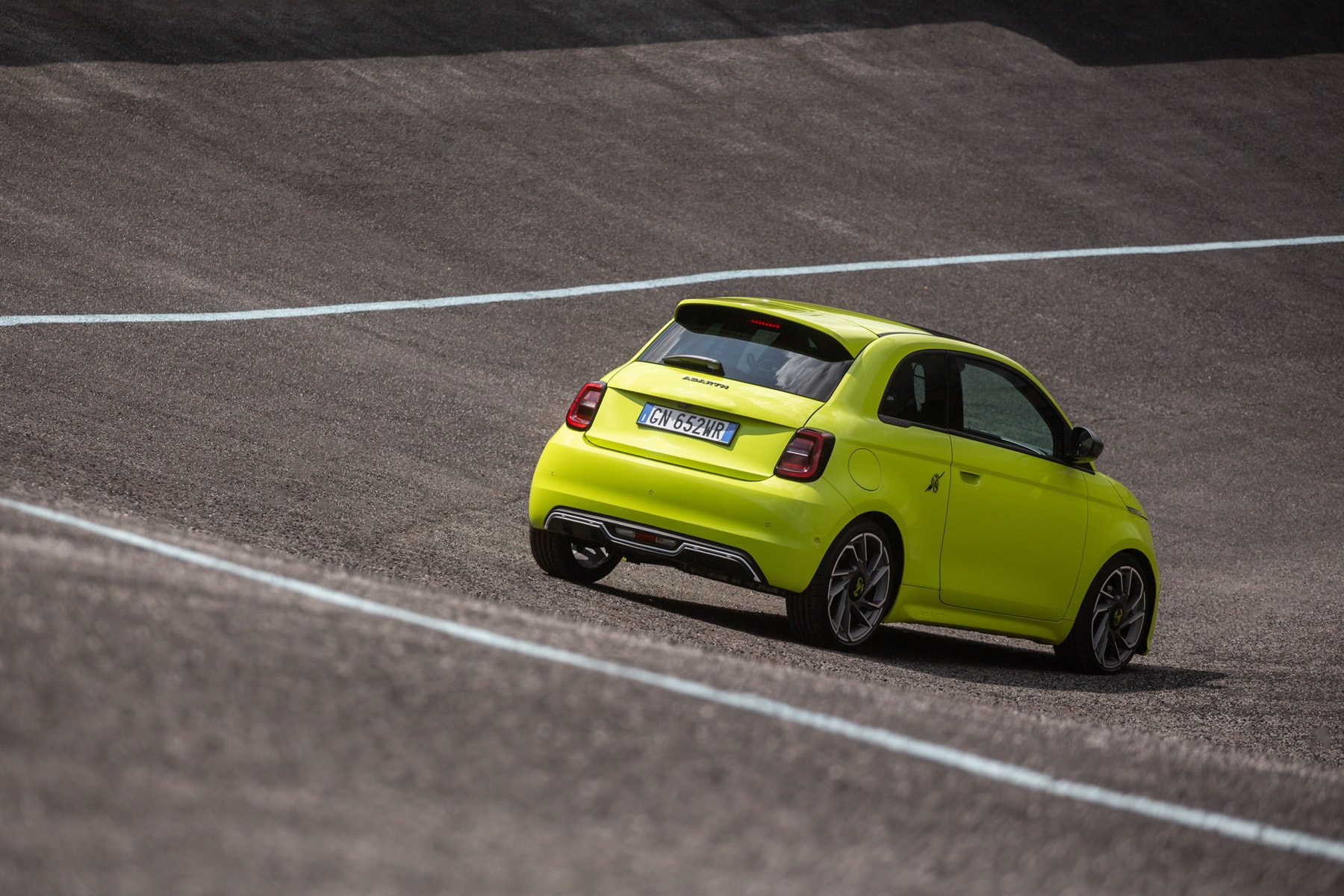 abarth 500e turismo test drive electric fiat turin italy sound generator acid green scorpion sports allow wheels interiors