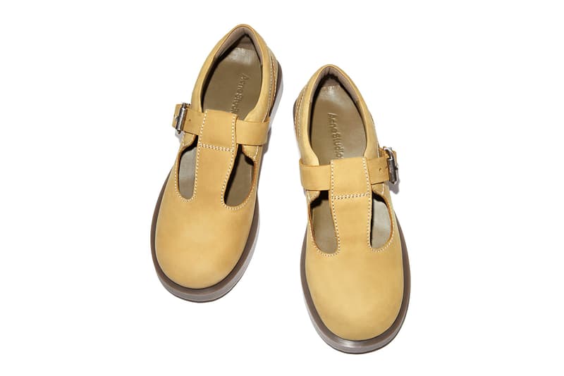 Acne Studios Mens Mary Jane Shoes Black Leather Buckle Khaki Beige Nubuck Release Information 