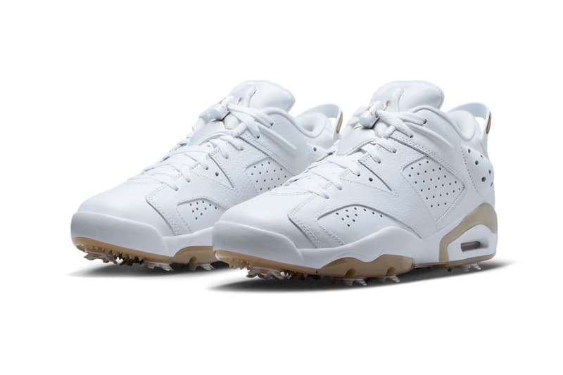 Air Jordan 6 Low Hits the Links in "White/Khaki" DV1376-100 Release Info golf shoes dj khaled jordan brand michael jordan green golf course golf shoes nike swoosh clean white