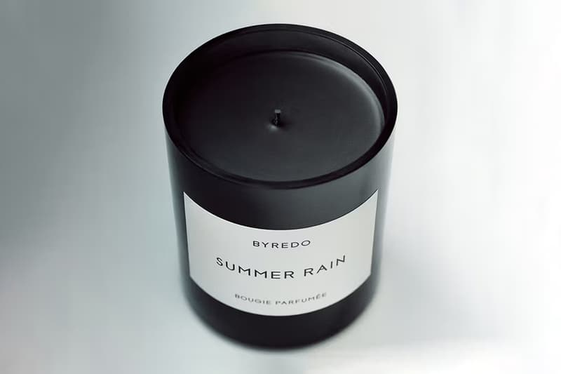 Byredo Summer Rain candle hot humid day basil spearmint smoke black glass minimalist release info date price