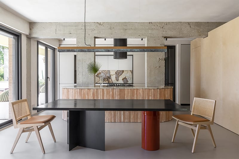 This Suburban Rome Apartment Features Brutalist-Inspired Interiors