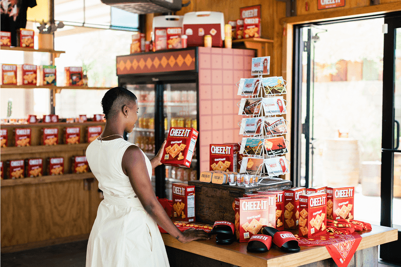 Cheez-It Stop Joshua Tree gas station merchandise pump Hot & Spicy to Bacon & Cheddar Duoz