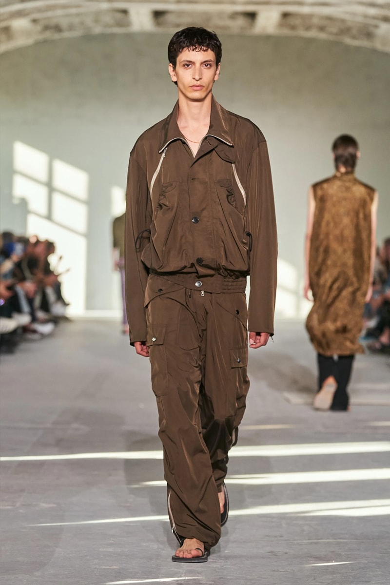 High-rise denim cargo pants in pink - Dries Van Noten