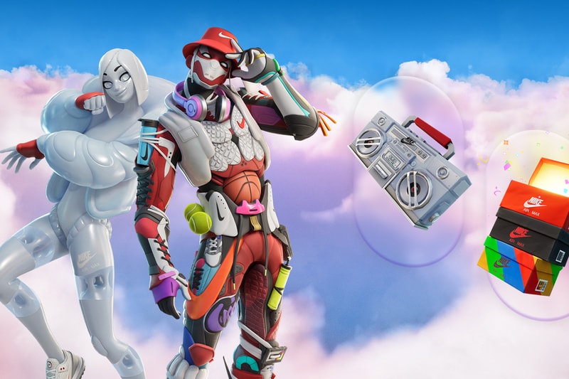 Fortnite Nike .SWOOSH Ultimate Sneakerhunt Teaser Info announcement epic games battle pass dotswoosh release date store price back bling airphoria outfits Pure Sole Boombox Maxx Stacks Airie and Maxxed Out Max