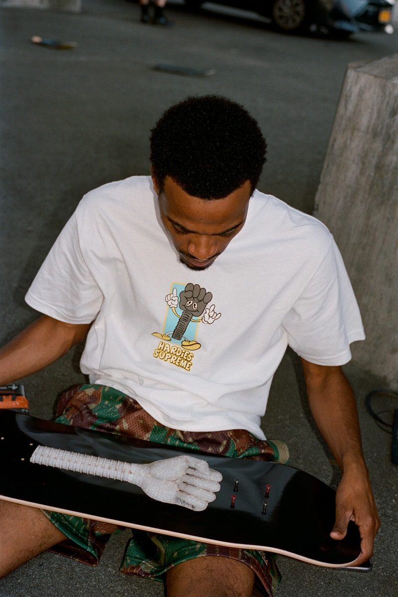 hardies hardware supreme spring 2023 collaboration tyshawn jones skateboarding jersey shorts t shirt official release date info photos price store list buying guide