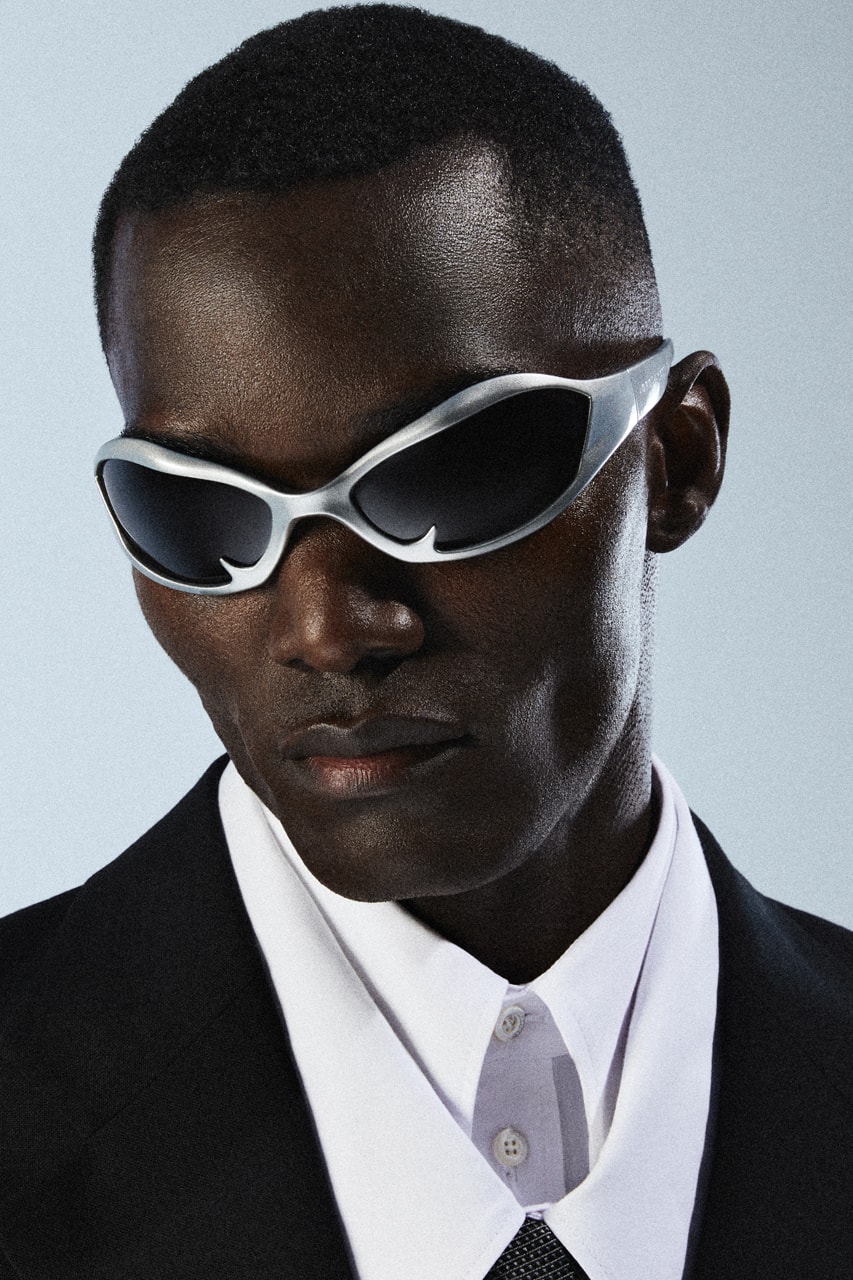 JORDANLUCA XP1 Silver Black Sunglasses Sporty Futuristic Cat Eye Drop London Brand Luca Marchetto Jordan Bowen