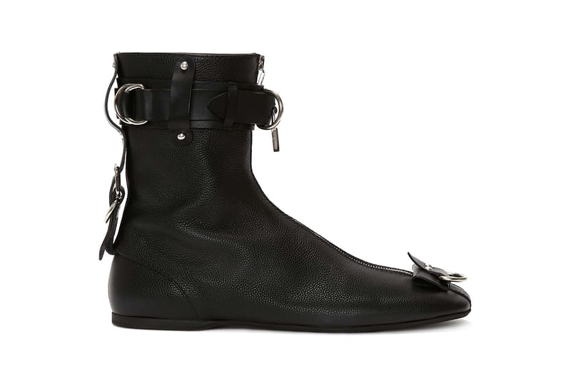 Padlock leather ankle boots