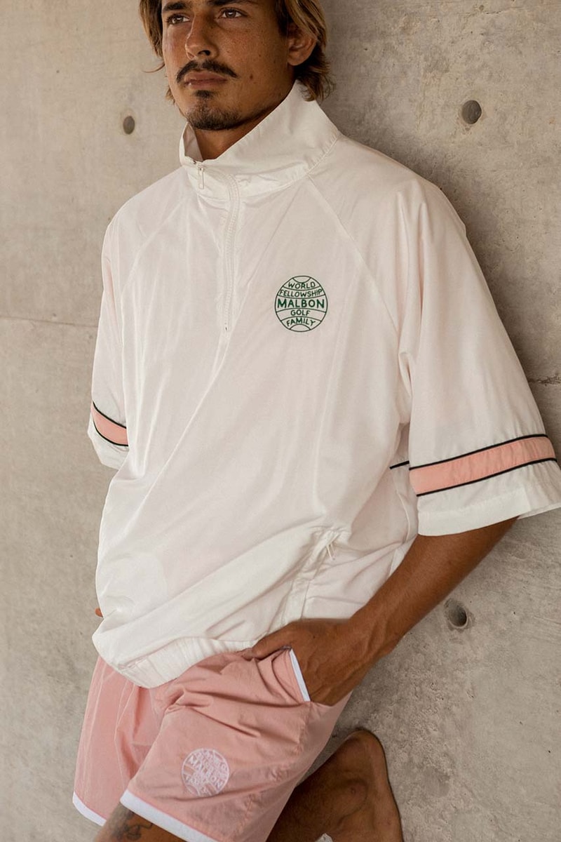 malbon golf world fellowship collection polo nylon shorts crewneck sweater tee shirt painter hat pullover