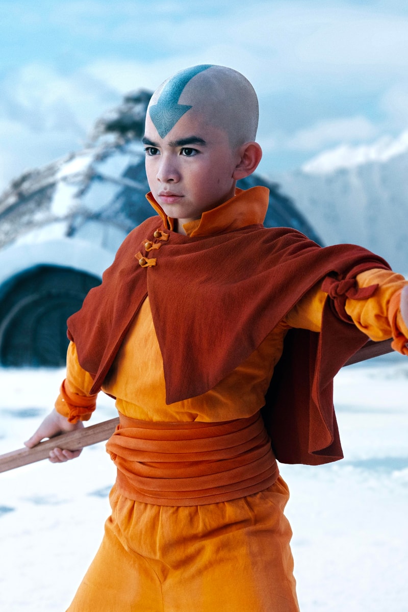 First Look at Netflix's 'Avatar: The Last Airbender' aang katara sokka zuko tudum 2024 characters releazse wind water earth fire air live action  first look at Gordon Cormier as Aang, Kiawentiio as Katara, Ian Ousley as Sokka and Dallas Liu as Zuko.