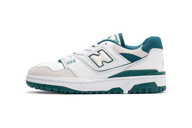 New Balance 550 Arrives in a New "White/Green" Iteration BB550STA aime leon dore suede leather basketball low top shoes