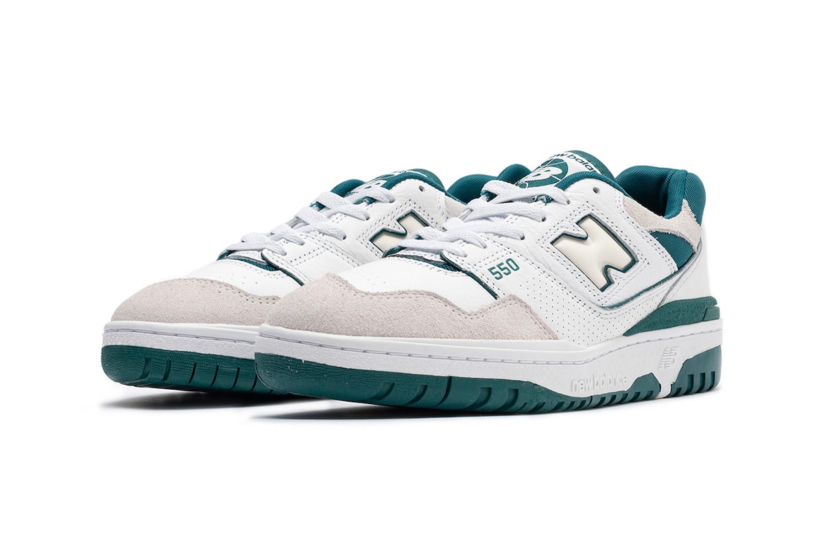 New Balance 550 Arrives in a New "White/Green" Iteration BB550STA aime leon dore suede leather basketball low top shoes