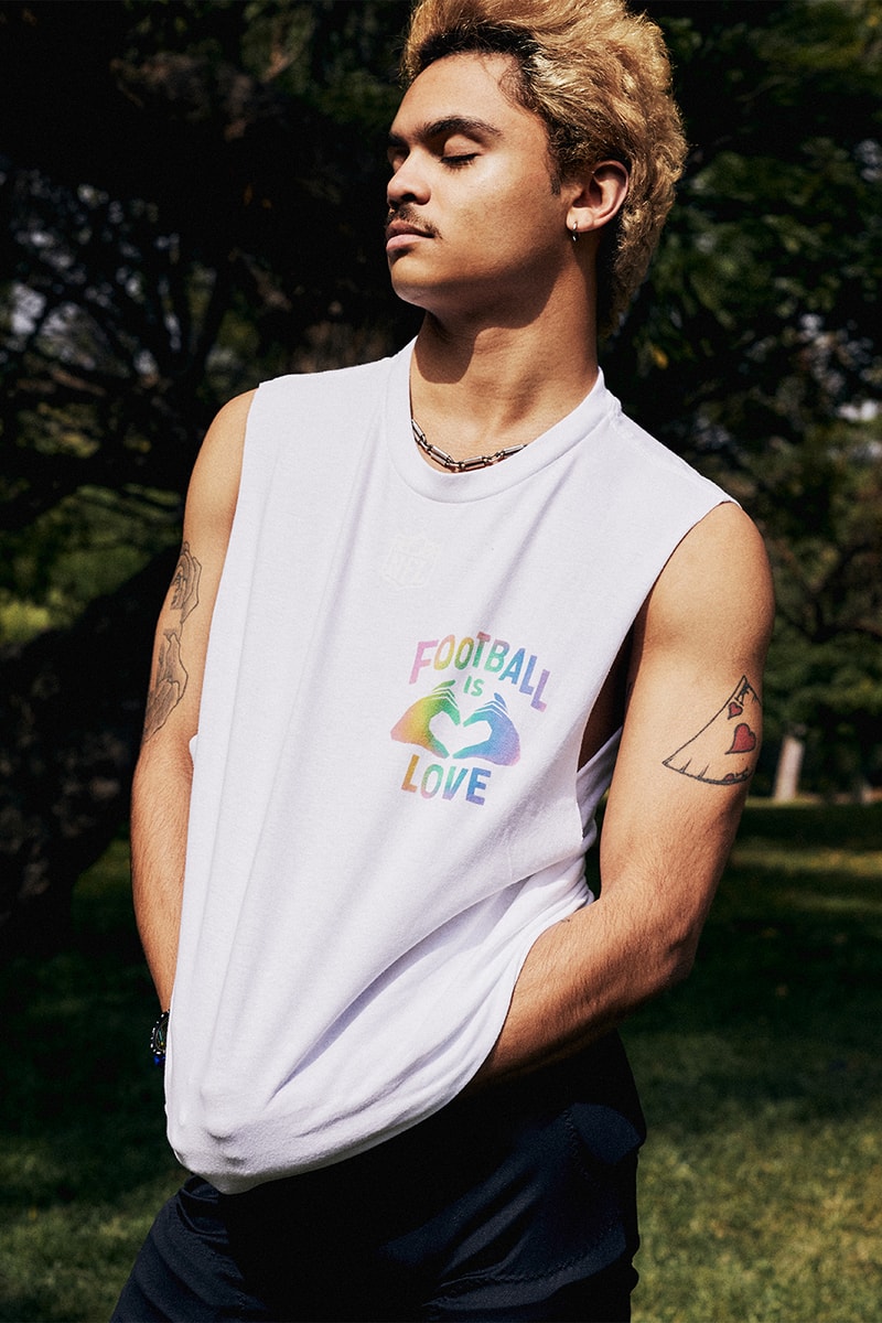 NFL Launches Pride Month Capsule With Humberto Leon release info openeing ceremony national football league american football new era caps merch gay lesbian transgender lgbtqia