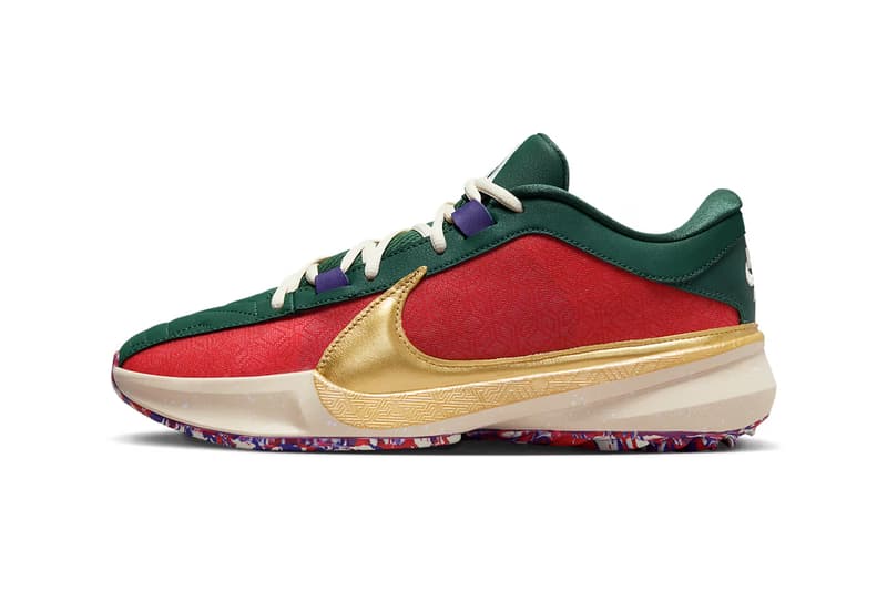 First Look at the Nike Zoom Freak 5 "Gym Red/Metallic Gold" DZ2944-600 nba basketball shoe Giannis Antetokounmpo greek freak milwaukee bucks playoffs 