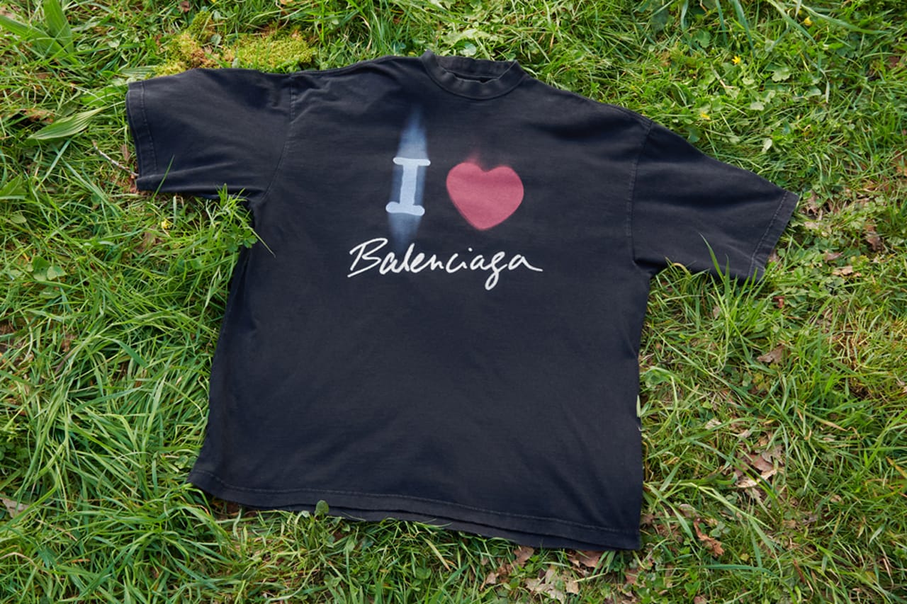 Up Close With Balenciagas Box Logo Shirt Kanyes Runway Outfit