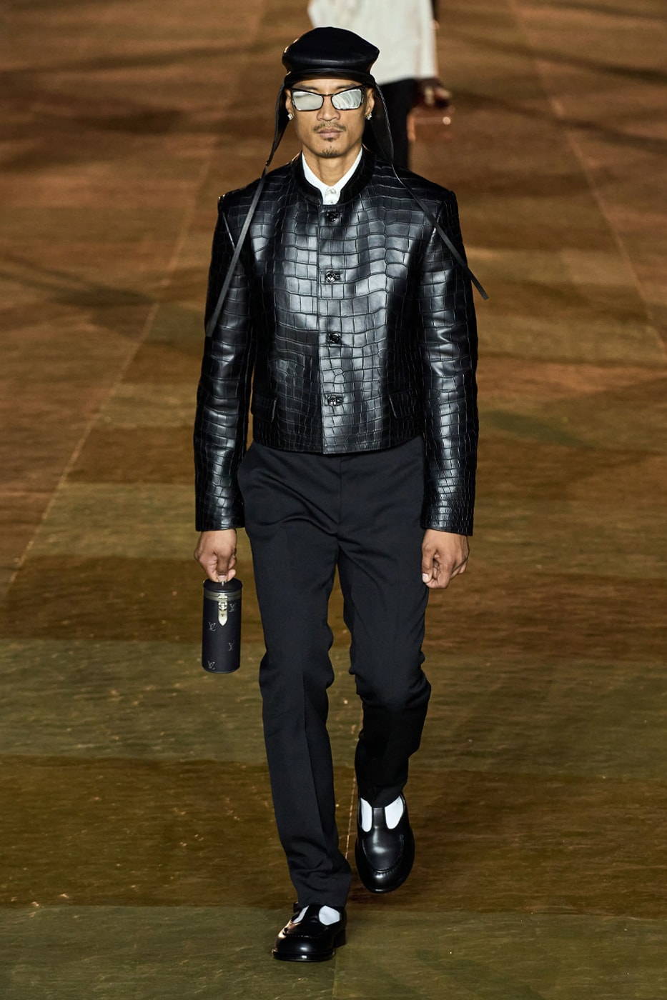 Louis Vuitton Leather Denim Jacket, Brown, 56