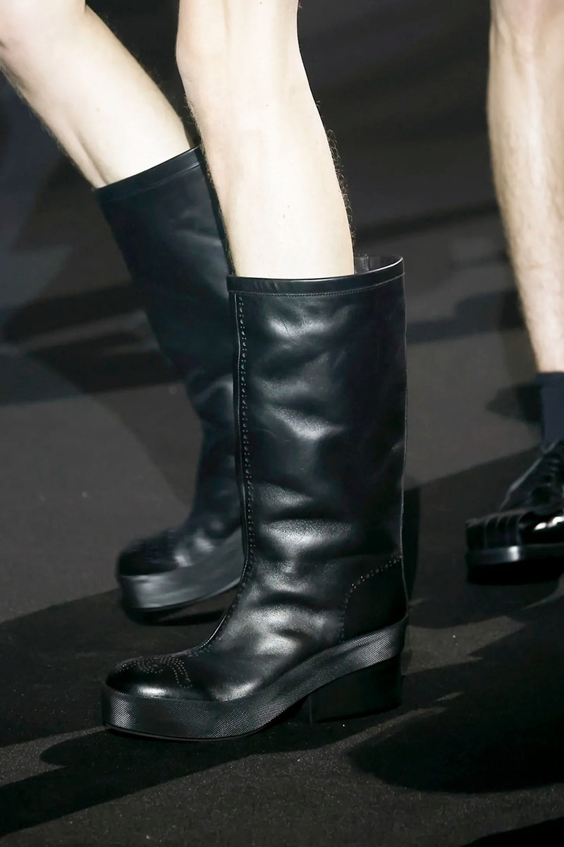 Мужские ботинки броги Raf Simons на блочном каблуке Информация о релизе Черный Подиум Весна-Лето 2023 Printworks 